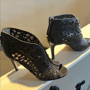 Elegant Black Peep-Toe Heels